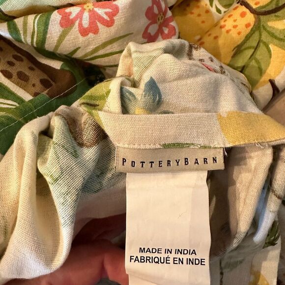 Pottery Barn Jocelyn Bird Lemon Duvet Cover Twin 1 Euro Sham Botanical 3pc Rare - Picture 5 of 7